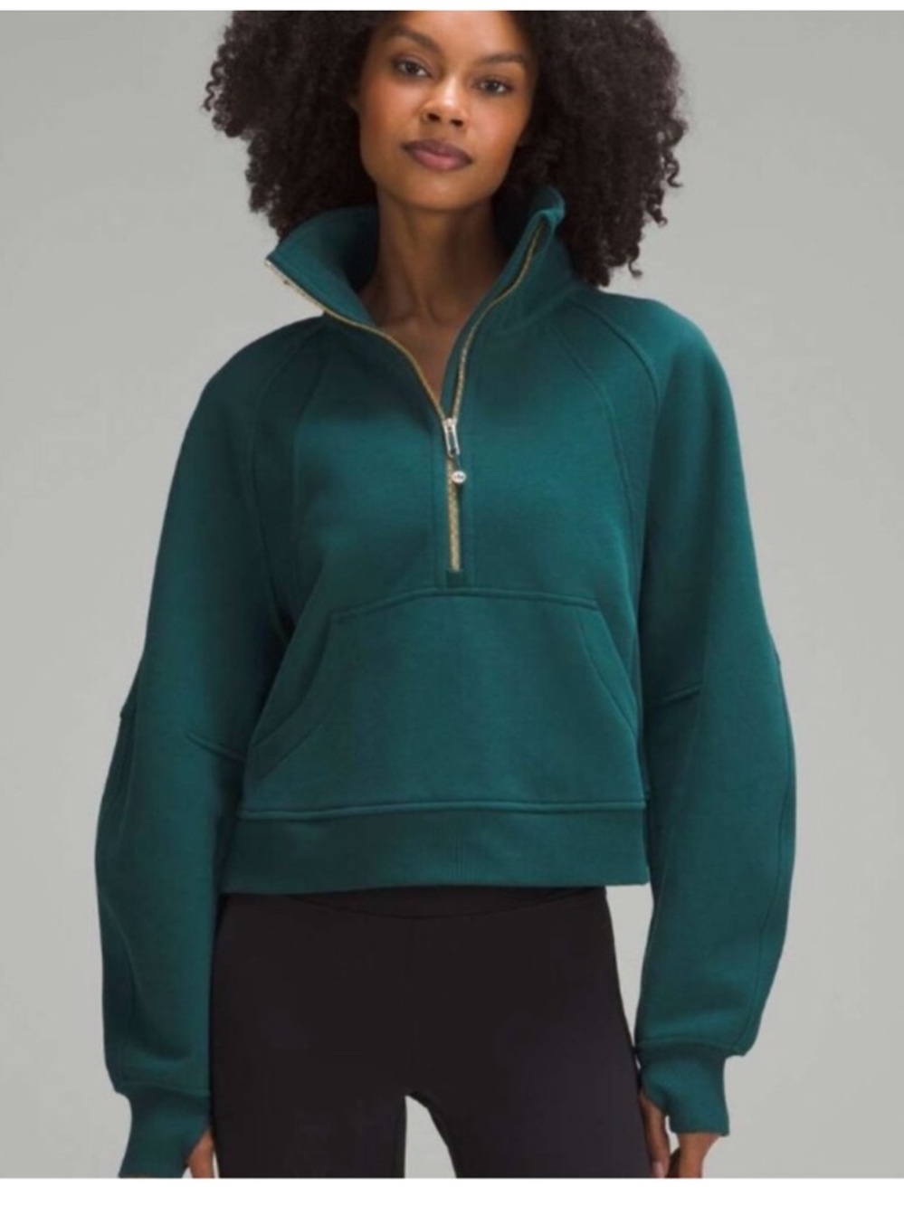 Lululemon Oversized Funnel-Neck Half Zip Scuba Storm Teal w/Gold Zipper size M/L